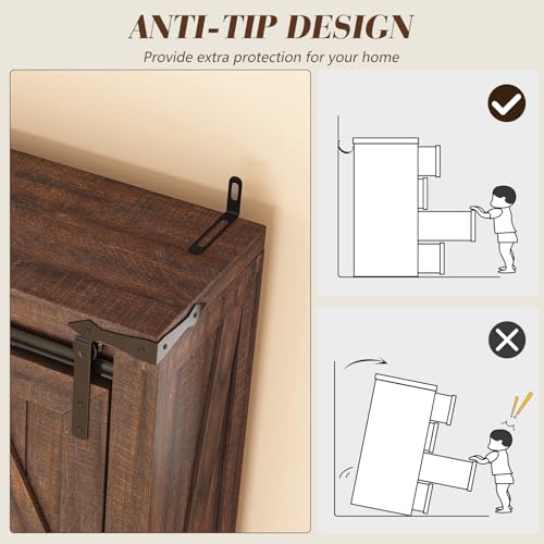 68" Tall Over The Toilet Storage Cabinet with Sliding Barn Door and Adjustable Shelves A469