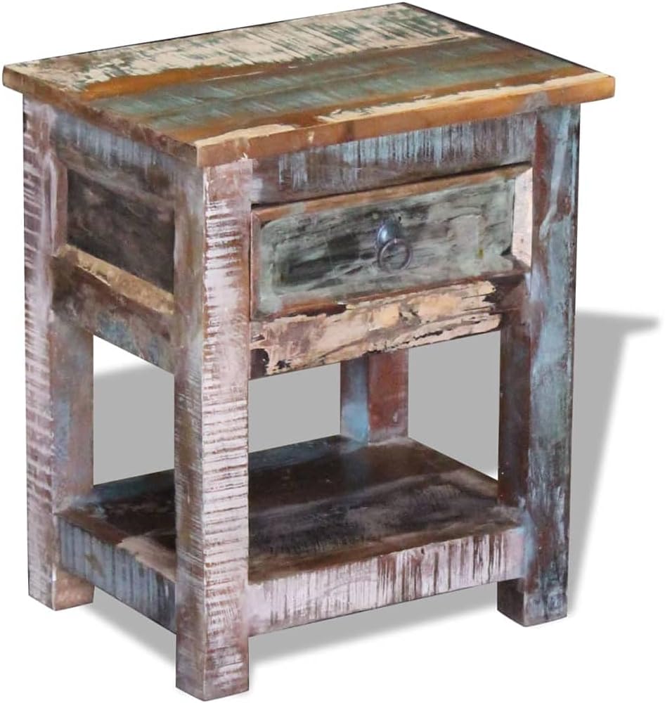 Solid Reclaimed Wood Side Table with 1 Drawer P87928