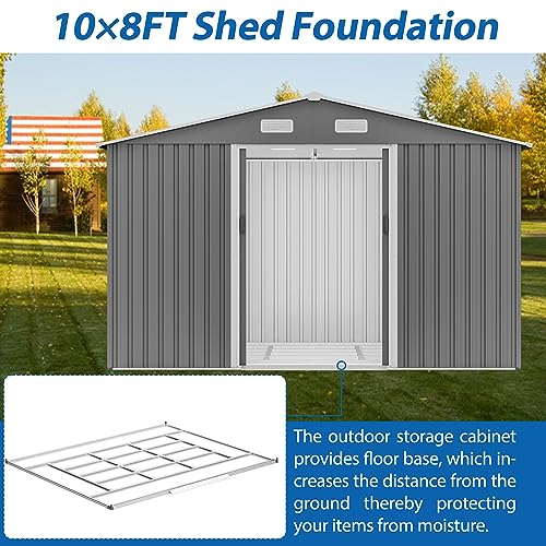 Black Heavy-Duty Outdoor Metal Storage Shed with Floor Base C84299