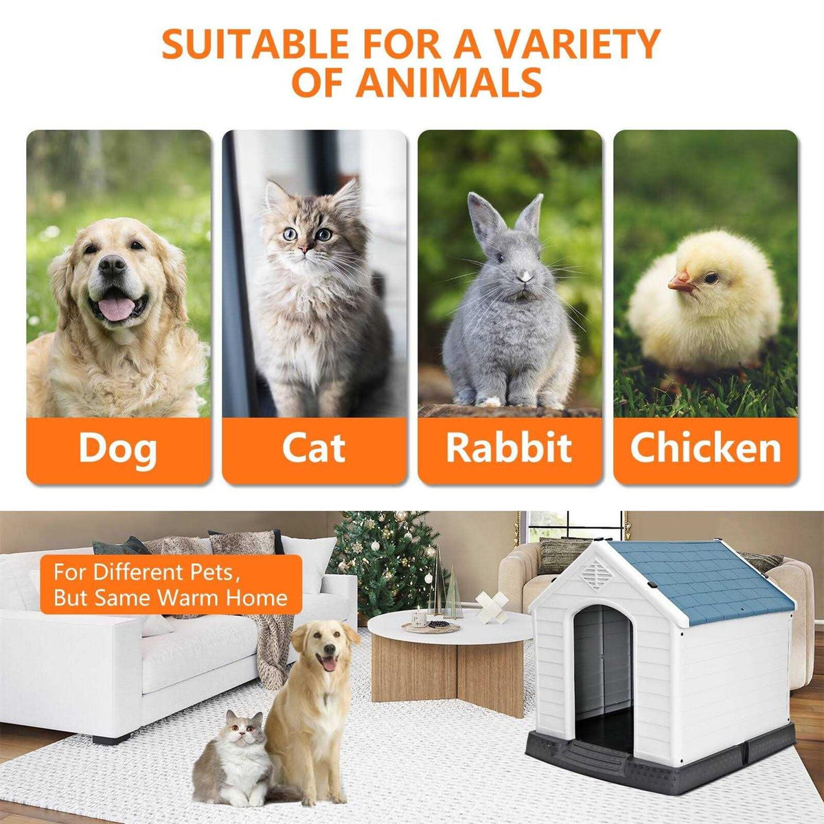 Large Insulated Waterproof Dog House Pet Kennel I830418