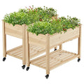 Wooden Raised Garden Bed with Wheels, 2 PCS O439196