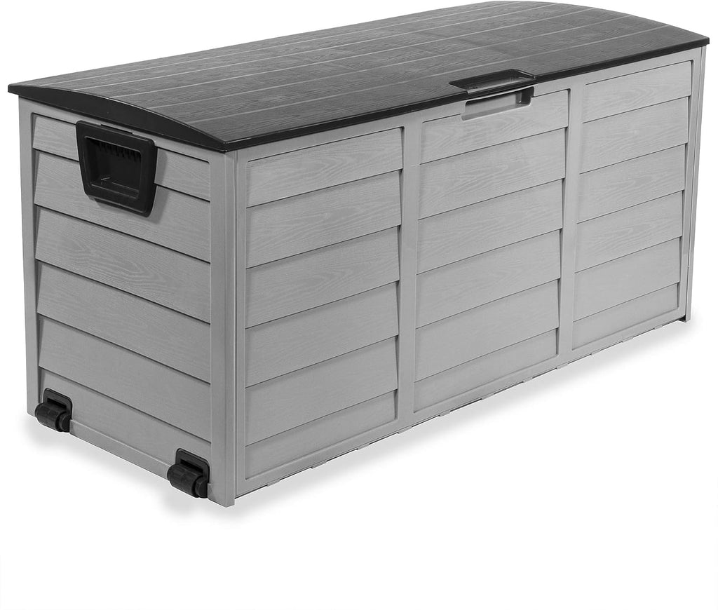 63 Gallon Deck Box with Built In Wheel Outdoor Storage Bench D456
