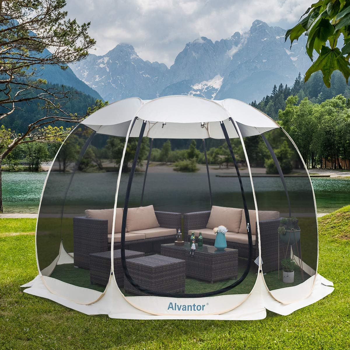 Beige 6'x6' Pop Up Screen House Tent C614611