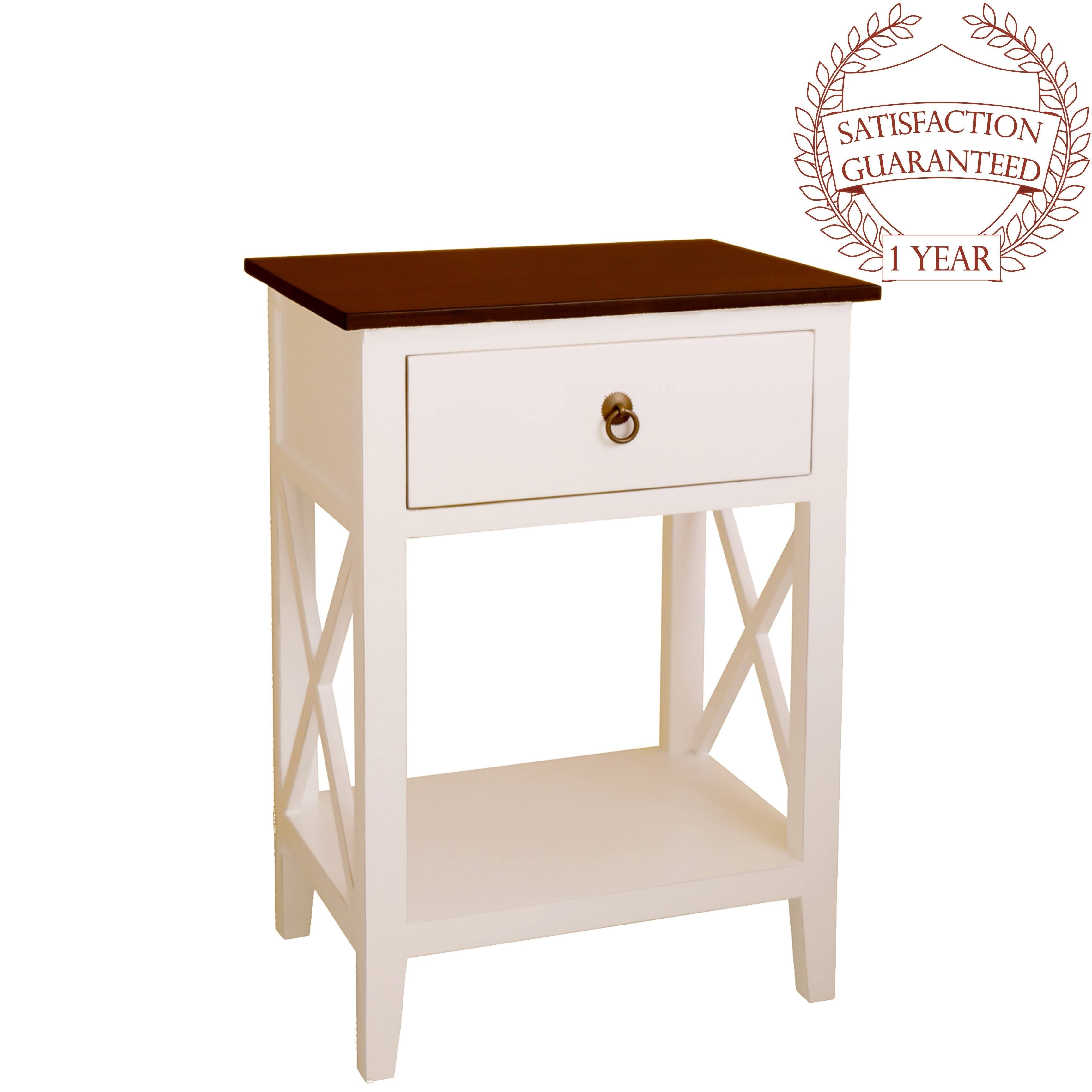 Blue Side Table Cabinet with Drawer and Shelf S37071