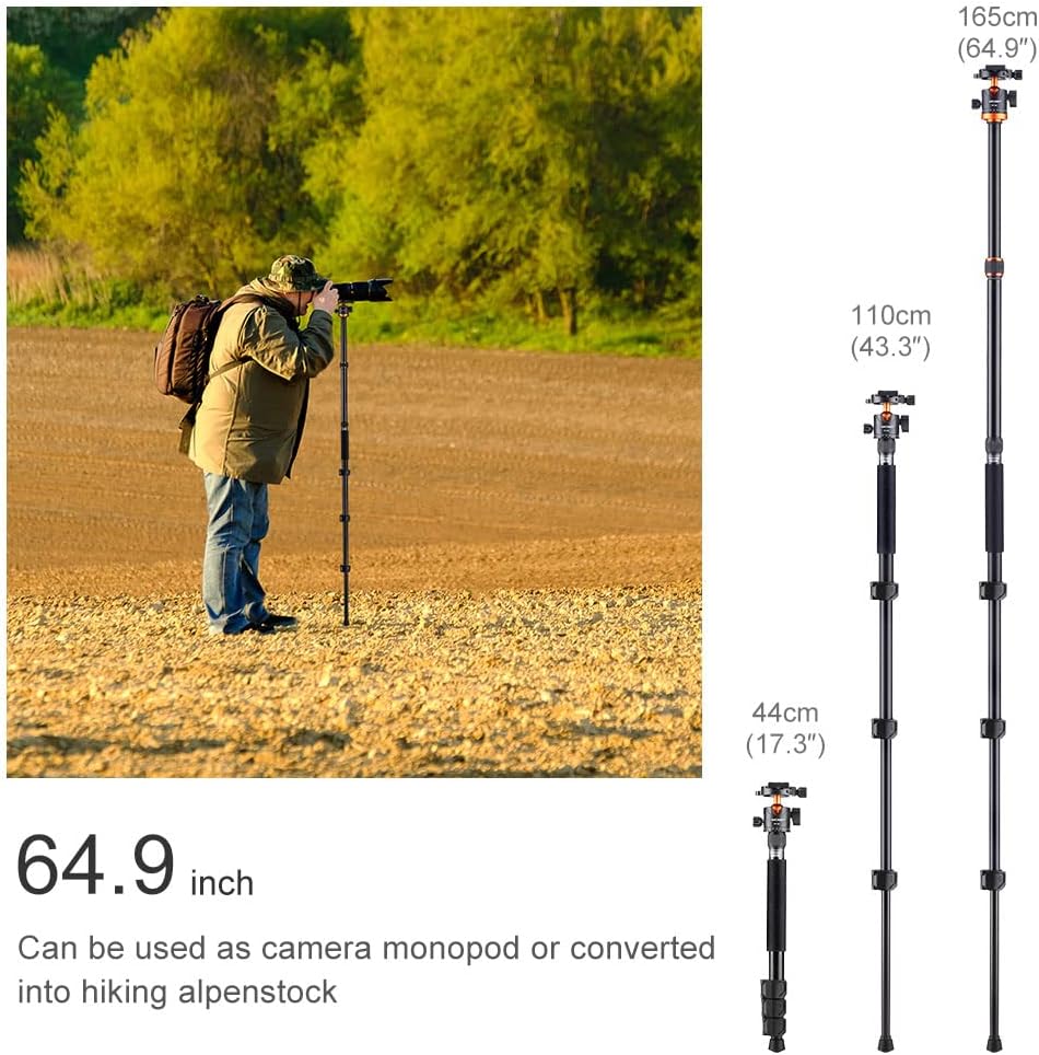 62 inch DSLR Camera Tripod with Monopod and Aluminum Alloy Quick Release Plate Y447