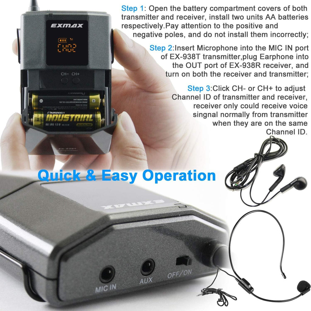 Wireless Headset Microphone Tour Guide System (1 Transmitter 20 Receivers with Silver Aluminum Storage Case) D5189