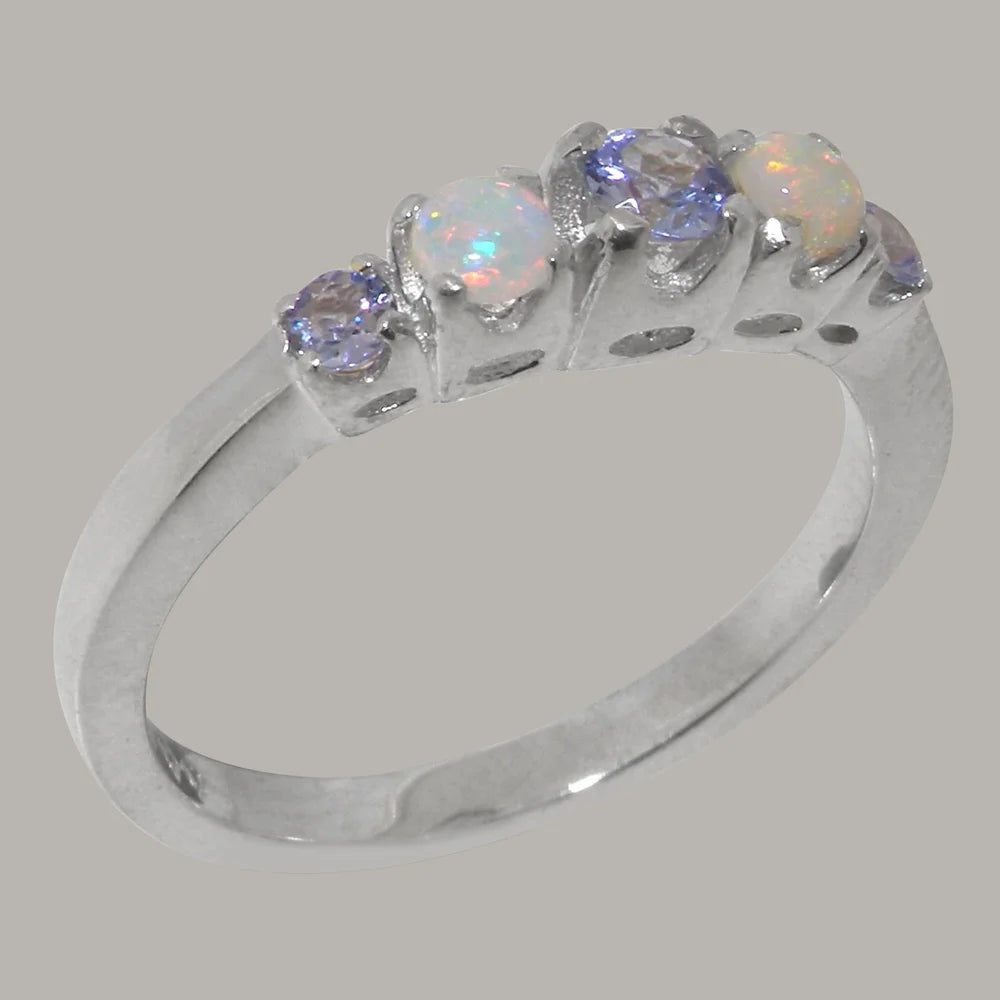 14k White Gold Tanzanite Opal Women's Engagement Ring Size 7 C637233