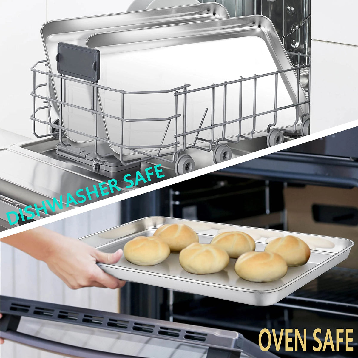 Stainless Steel Rimmed Half Sheet Baking Pan Set of 2 W990168