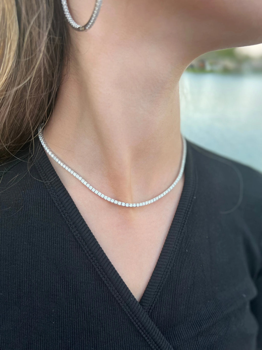 10 Carat Adjustable Round Diamond Tennis Necklace O8641