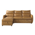 94 in. Wide 2-Piece Reversible Sectional Sofa in Brown Faux Leather with Pull-out Bed and Hidden Storage Q823106