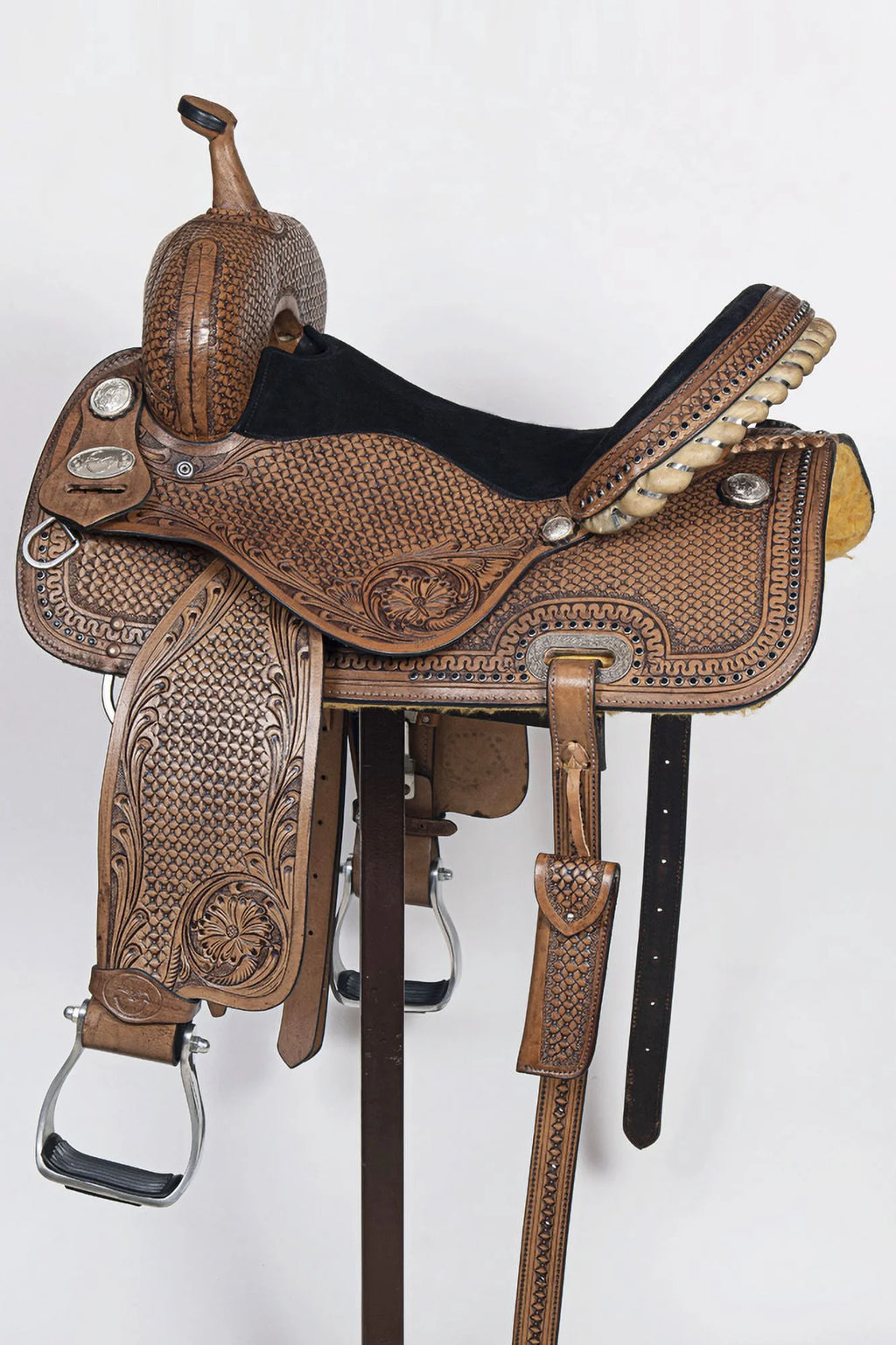 Dark Brown Leather Barrel Racing Saddle J931039