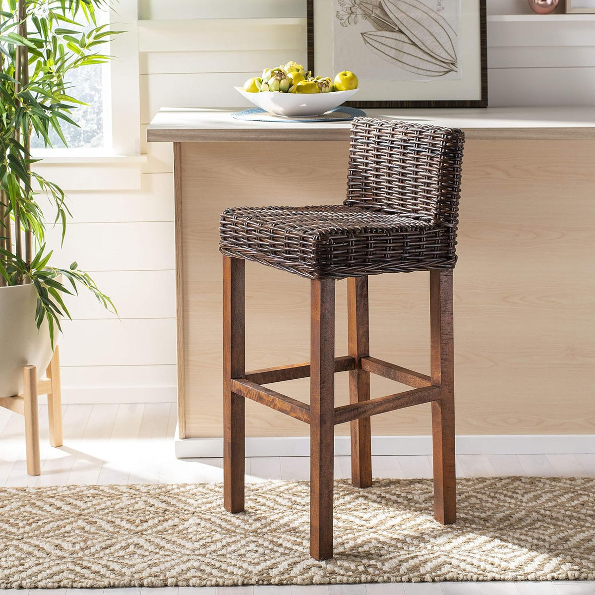 Cappuccino Wicker 30-inch Bar Stool P9725