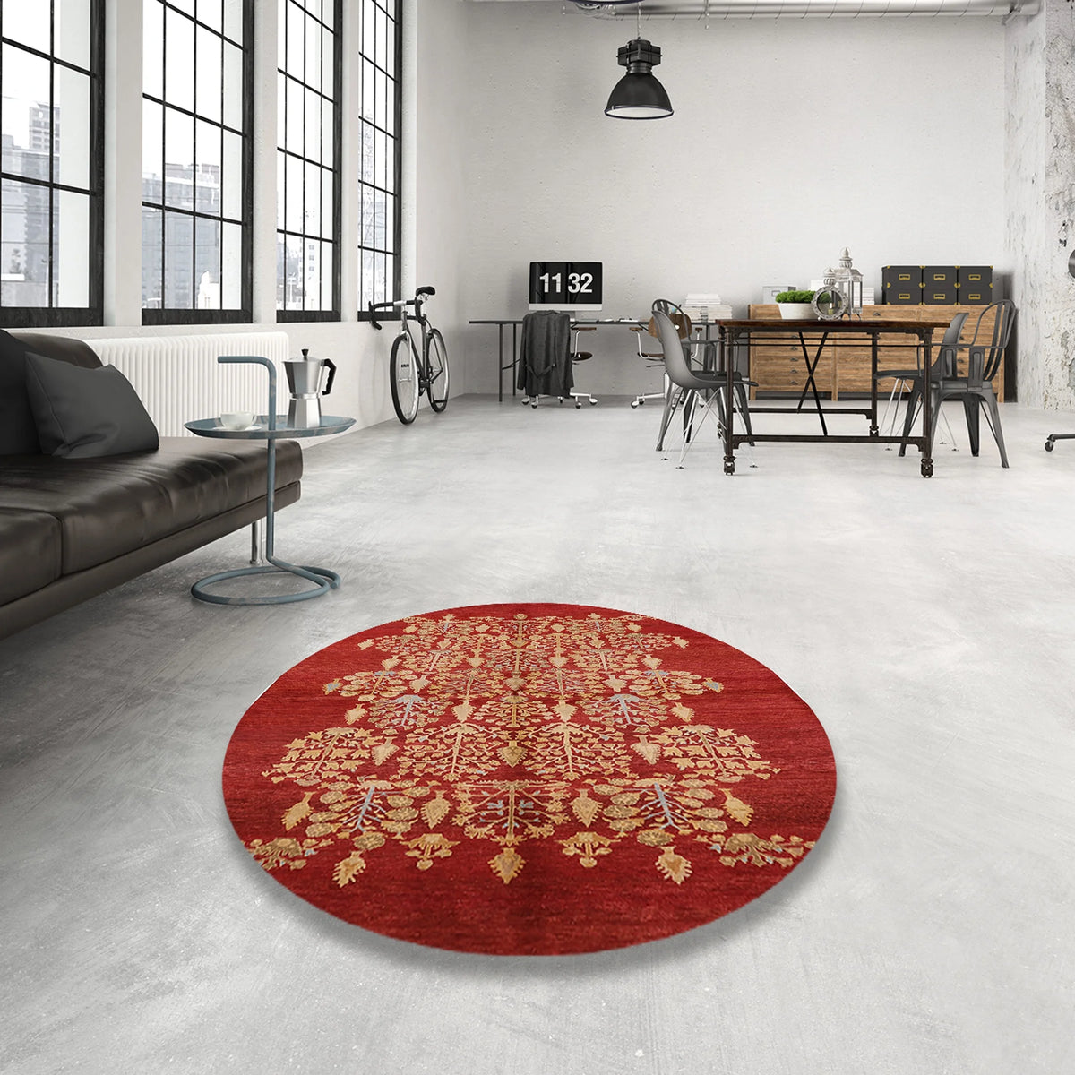 Red Oriental Rectangle Area Rug D9145