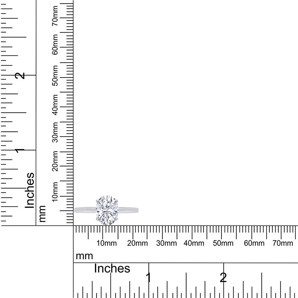 1 1/3 Carat Oval Shape Lab Created Moissanite Diamond Solitaire Engagement Ring In 14K White Gold Over Sterling Silver H527