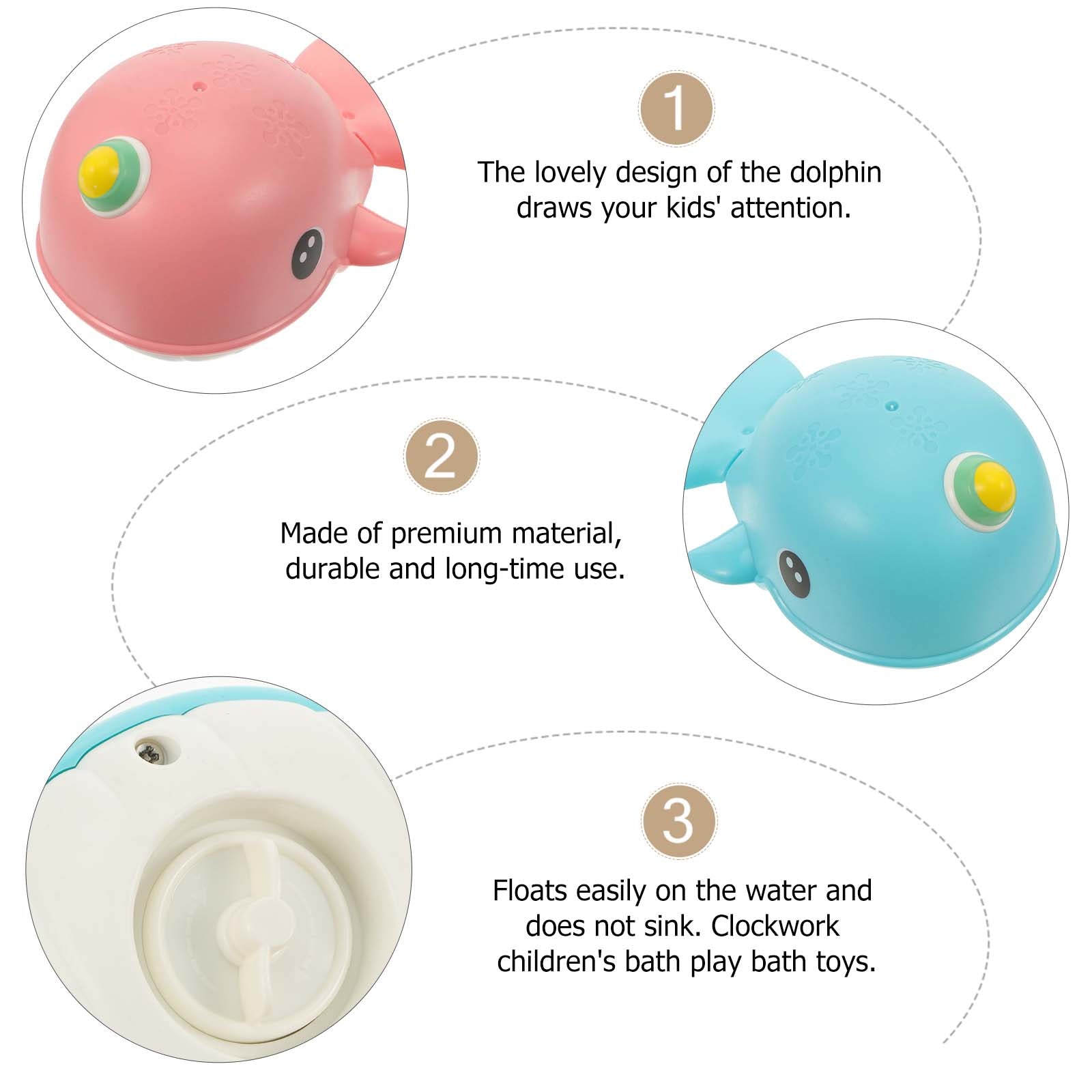 2 Pcs Whale Toy Baby Tub Wind up Bathtub Clockwork Childrens J4369
