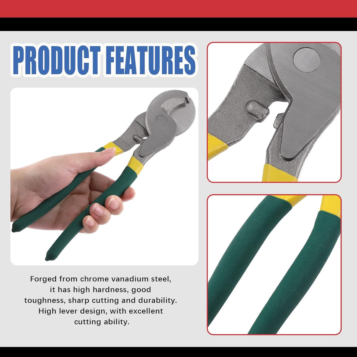 4Pcs 6 8 10 Inch Stainless Steel Cable Cutters with Storage Pouch K388