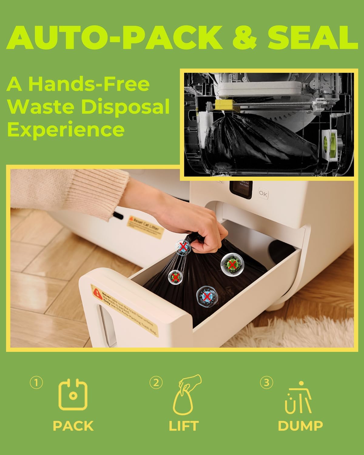 Automatic Self Cleaning Cat Litter Box with Trash Bags Q2421