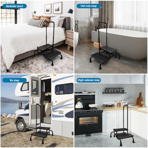 Heavy Duty Medical Step Stool with 5 Legs and Adjustable Handrail S1673