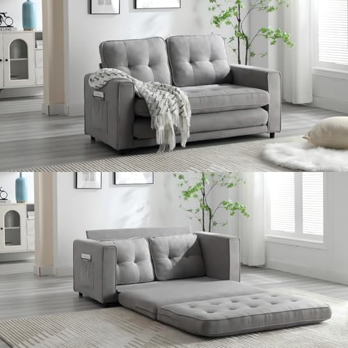 Dark Grey Convertible Folding Futon Sofa Bed S518491
