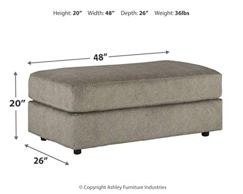 Gray Chenille Oversized Ottoman V19300