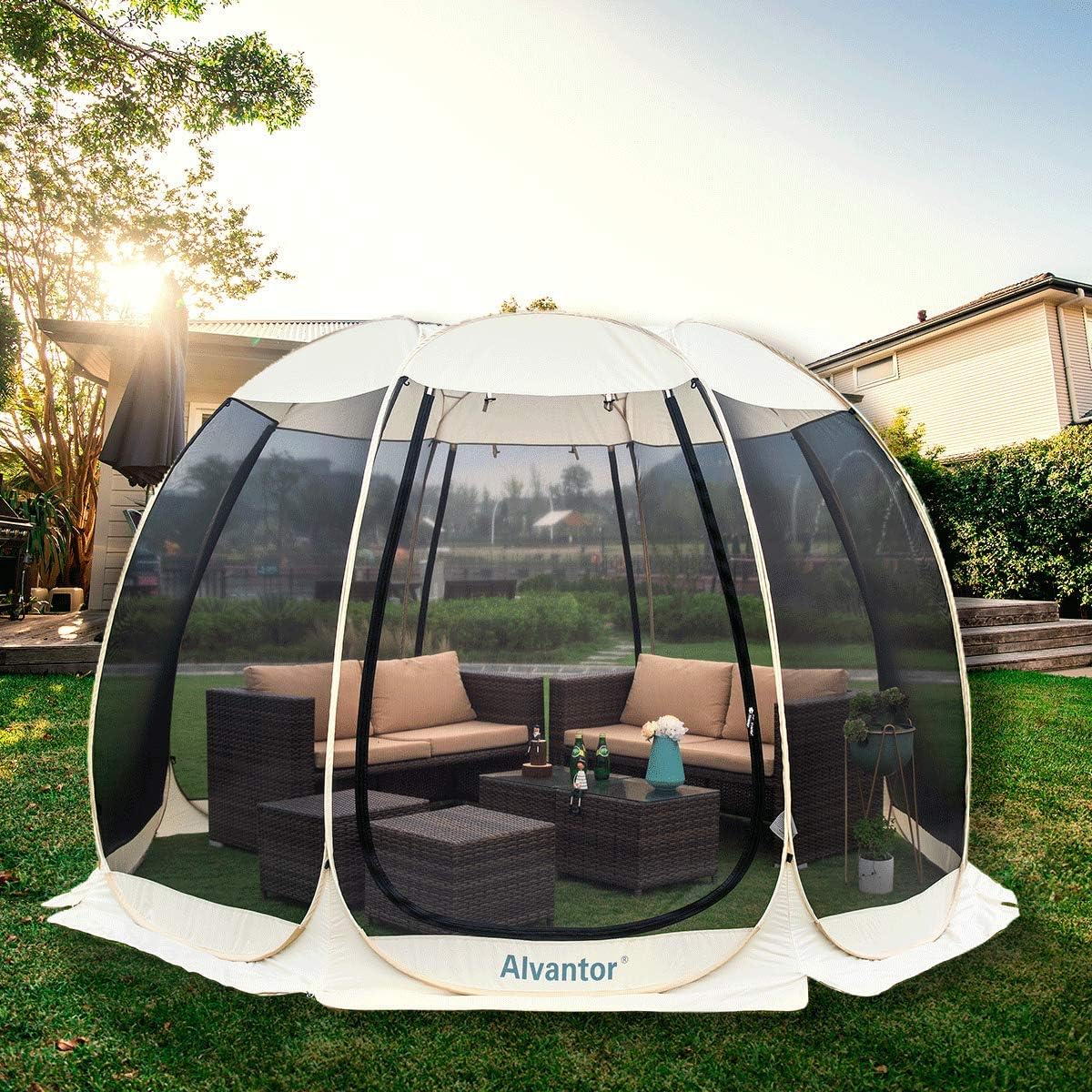 Beige 6'x6' Pop Up Screen House Tent C614611