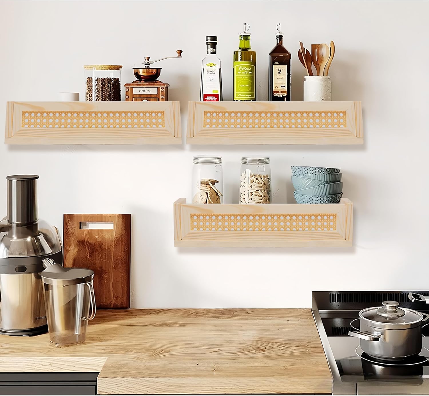 16" Rattan Shelf Set of 3 O269098