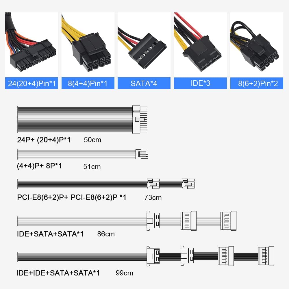 500W 80 Plus Gold Non-Modular Active PC Power Supply with 120mm Fan V36424