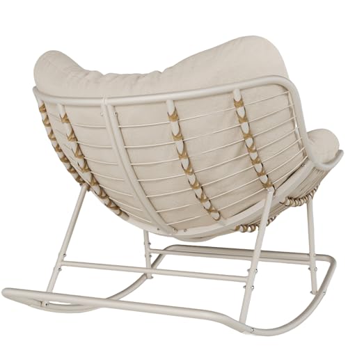 Oversized Egg Wicker Rocking Chair with Cushion - Gray A872