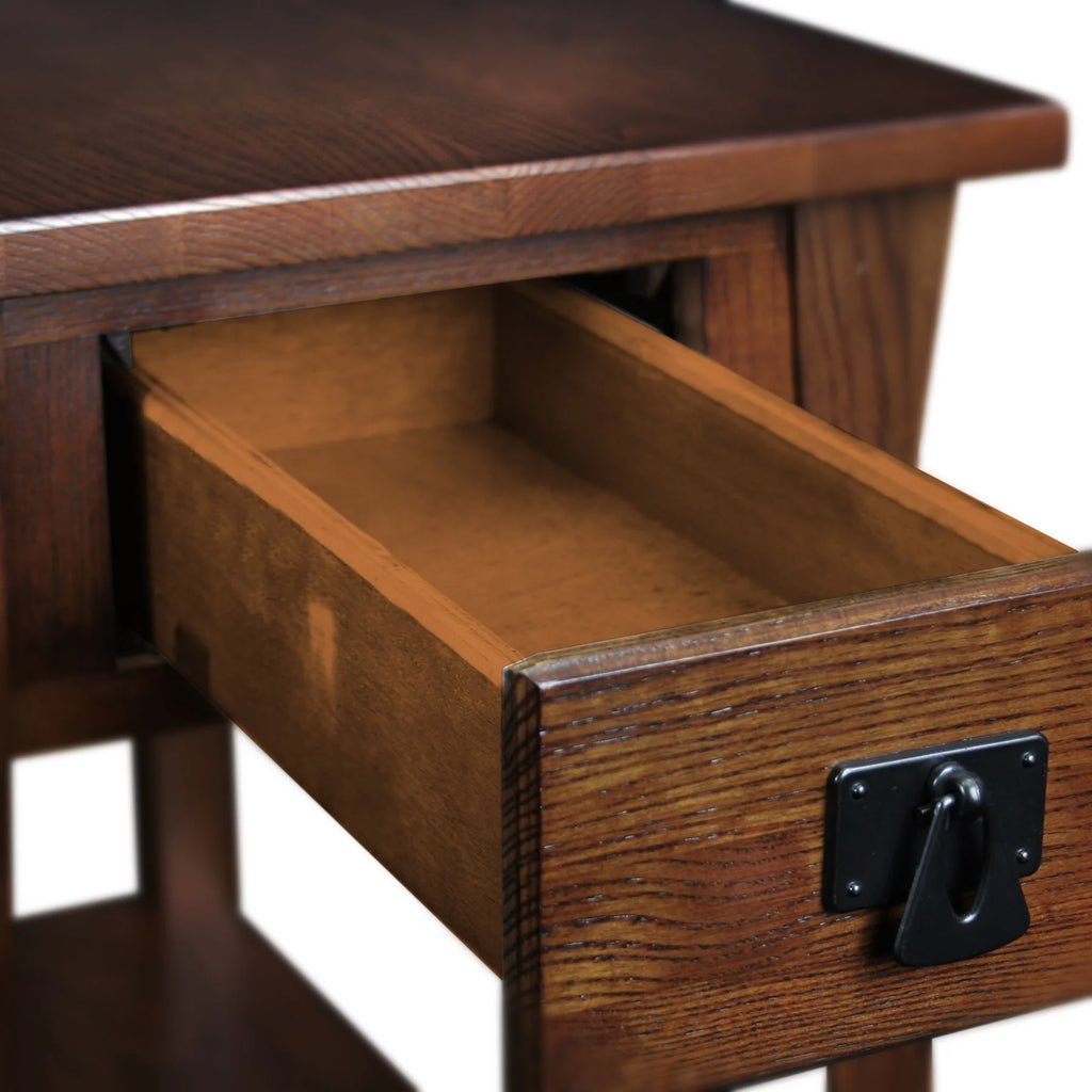 Mission End Table with Drawer Solid Wood Russet Finish R7527