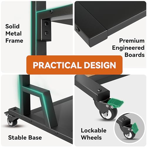 Rolling TV Cart Floor Stand with Mount and Wheels C70745