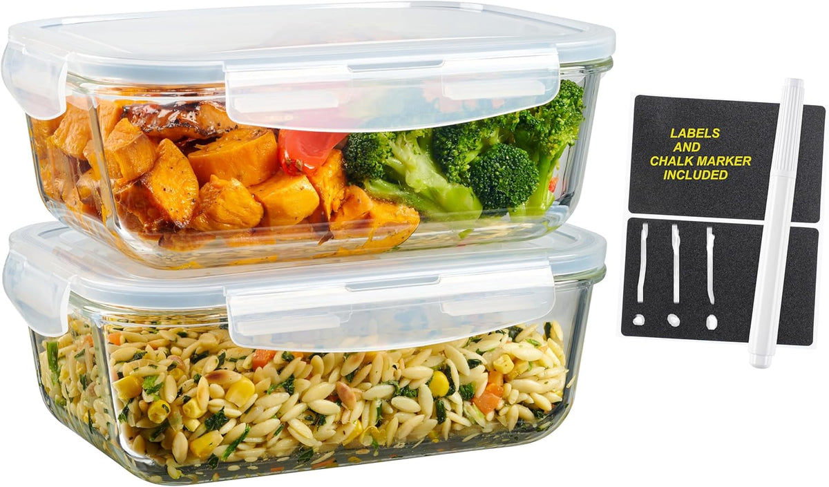 4pc Set of 8 Cup Large Glass Food Storage Containers with Lids B90815