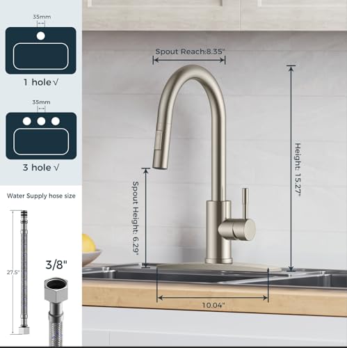 Black Kitchen Faucet with Pull Down Sprayer Stainless Steel High Arc Gooseneck K97585