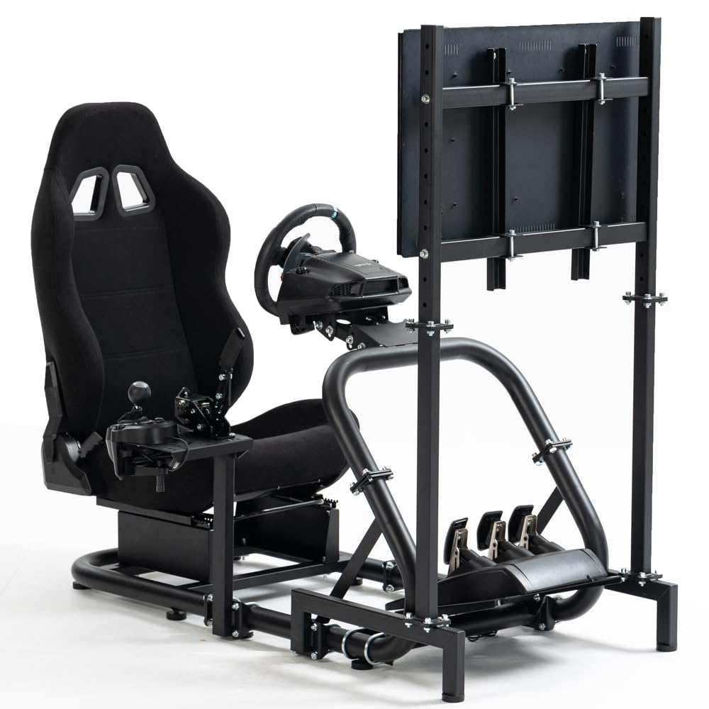 Racing Sim Cockpit with TV Stand & Seat B108
