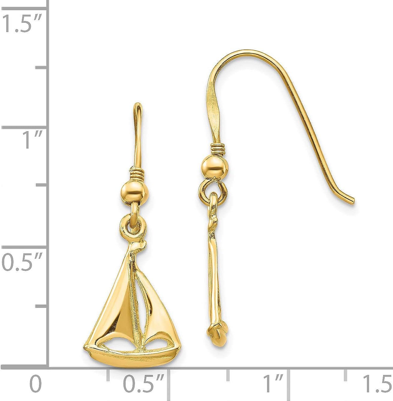 14K Yellow Gold Sailboat Shepherd Hook Earrings X822249