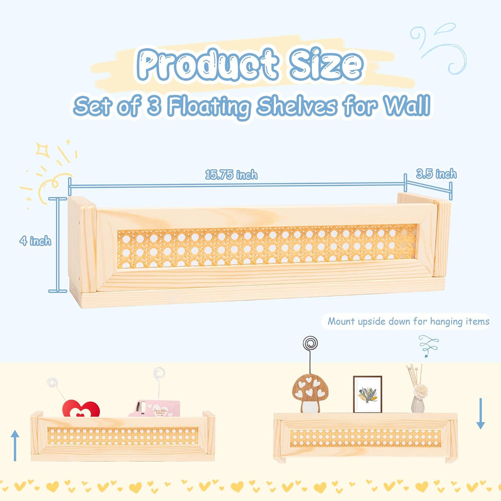 16" Rattan Shelf Set of 3 O269098