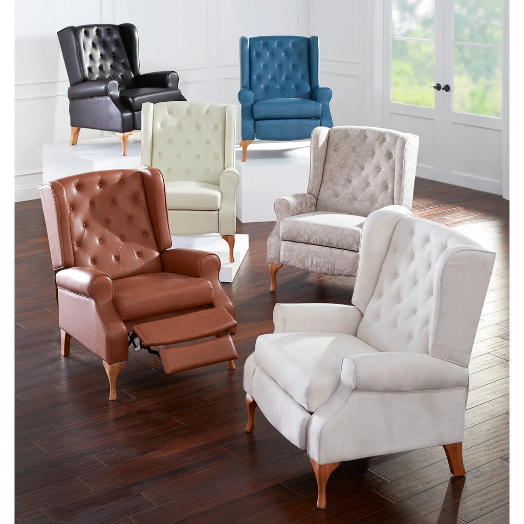 Queen Anne Style Tufted Wingback Recliner Chair F4766
