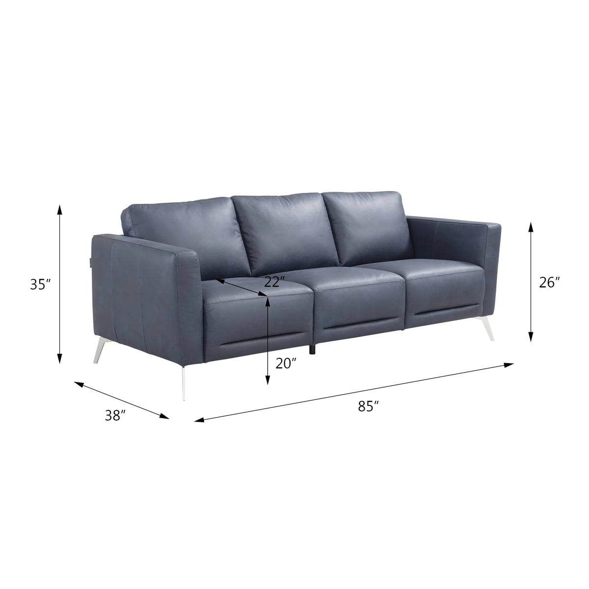 Blue Leather Sofa L6604