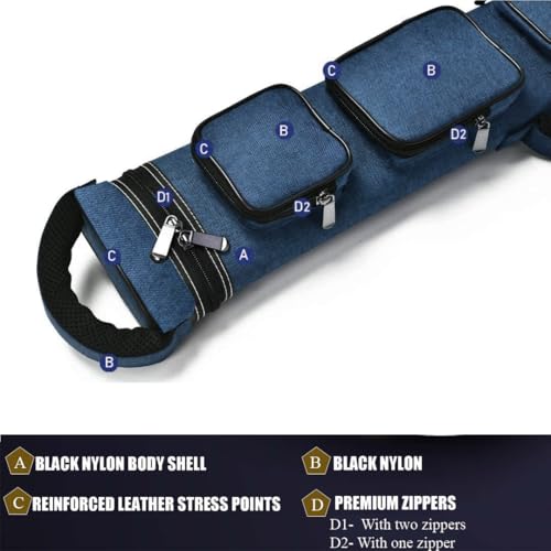 Nylon Leatherette Billiard Pool Cue Stick Hard Carrying Case J430