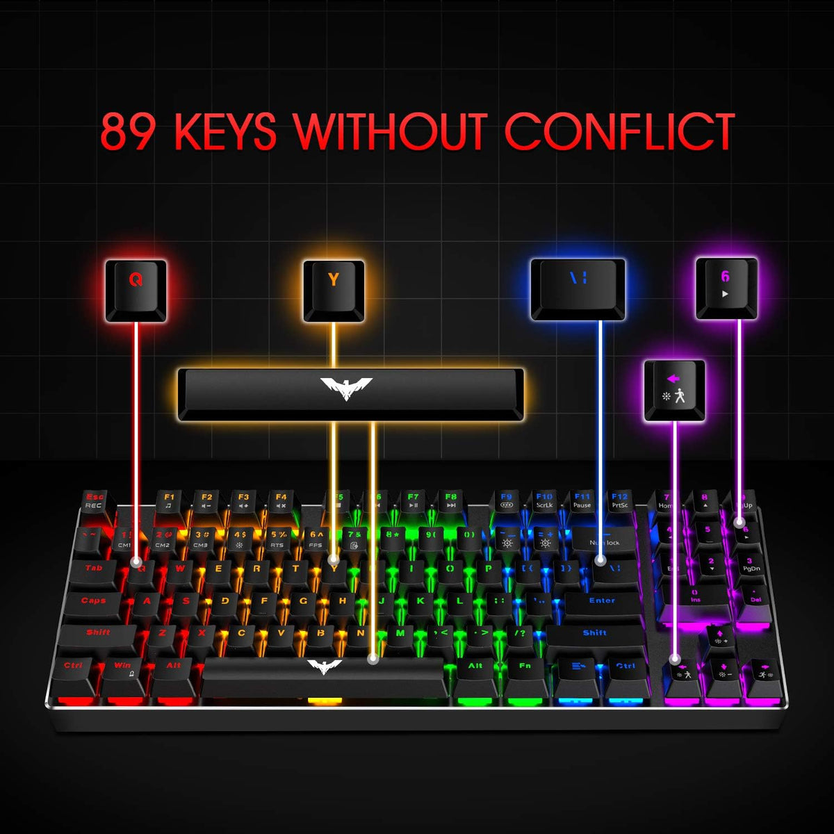 89 Keys Wired Backlit Gaming Keyboard Red Switch with 4800 DPI 6 Button Mouse and Mouse Pad Pack of 2 C805