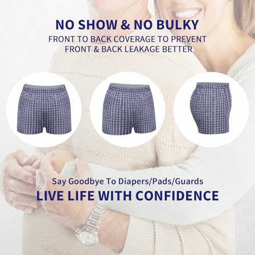 2 Pack Reusable Leak Proof Boxer Briefs with Front Fly, L W3332