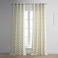 Wavy Silver Grey Grommet Geometric Printed Cotton Curtains 108 Inches Long 1 Panel H662