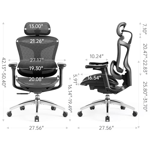Ergonomic Office Chair with 3D Armrests, Adjustable Backrest, Grey L297