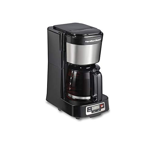 5 Cup Drip Coffee Maker with Glass Carafe, Black & Stainless Steel O87000