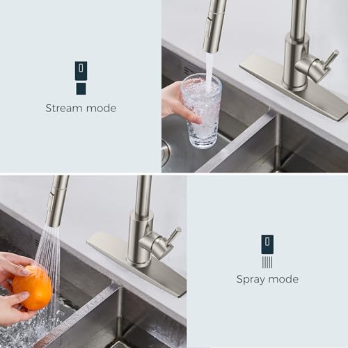 Black Kitchen Faucet with Pull Down Sprayer Stainless Steel High Arc Gooseneck K97585