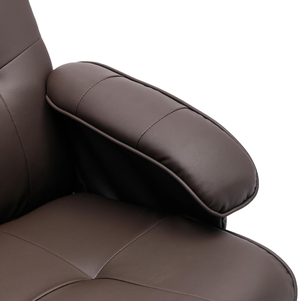 Faux Leather Beige Brown Swivel Recliner Chair with Ottoman B1119