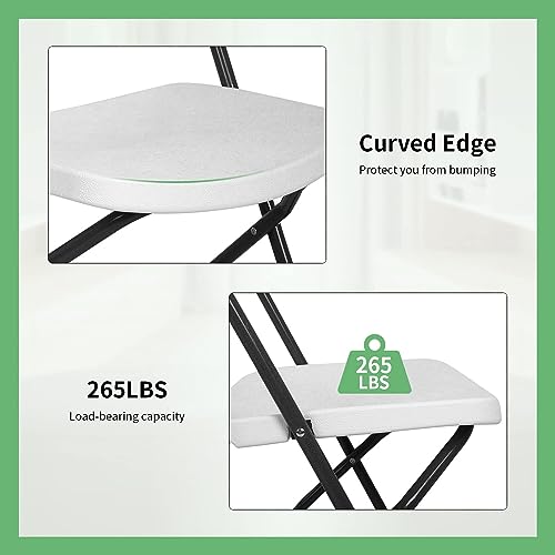 White Plastic Folding Chairs Set of 4 with Metal Frame I18691
