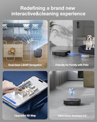 White Robot Vacuum and Mop Combo with Auto-Empty Station, 3800Pa Suction T641