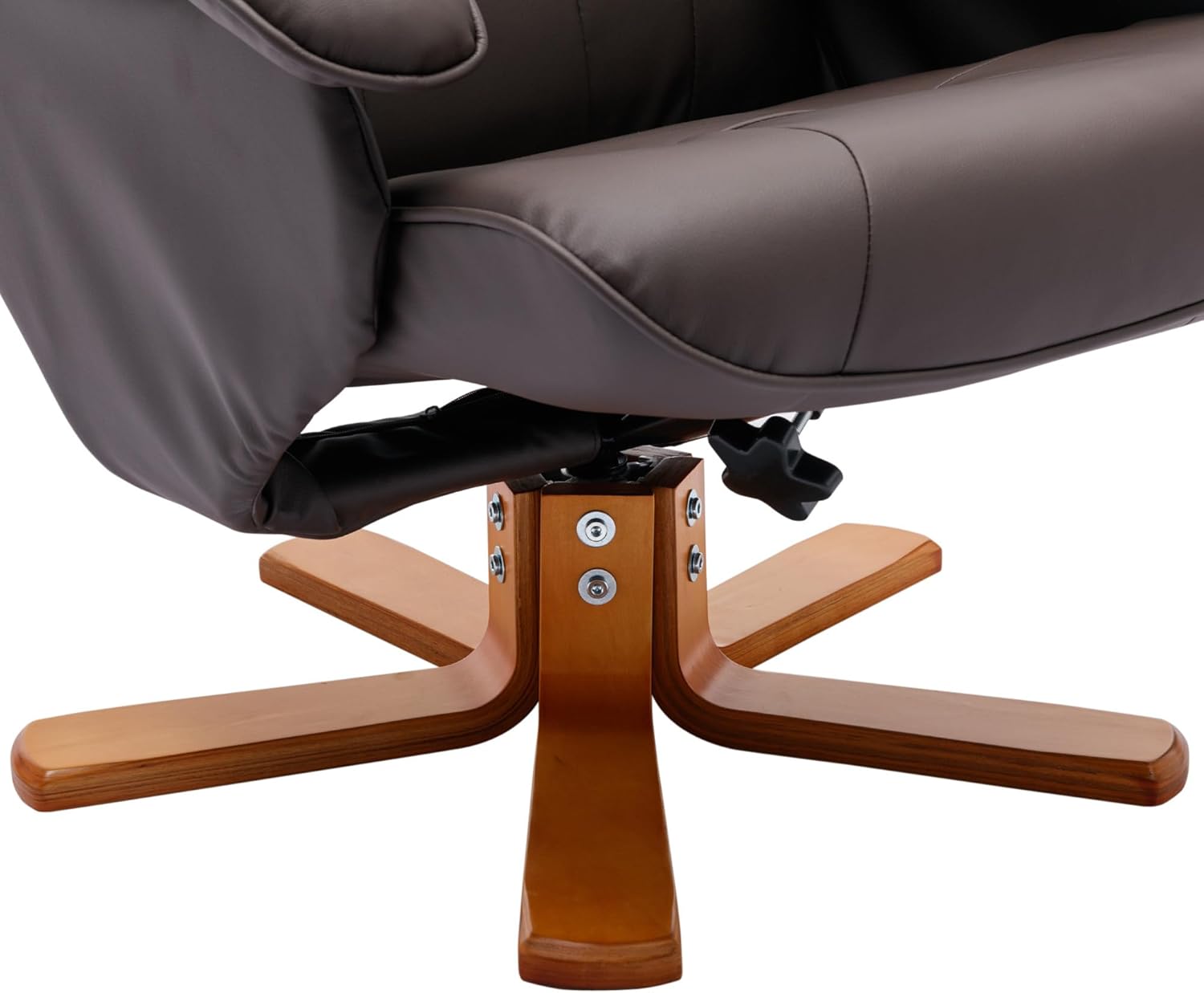 Faux Leather Beige Brown Swivel Recliner Chair with Ottoman B1119