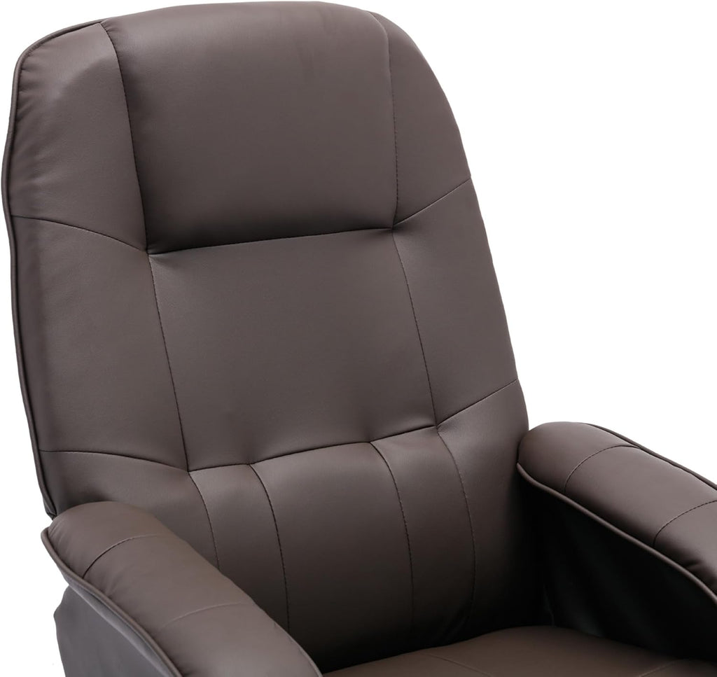 Faux Leather Beige Brown Swivel Recliner Chair with Ottoman B1119