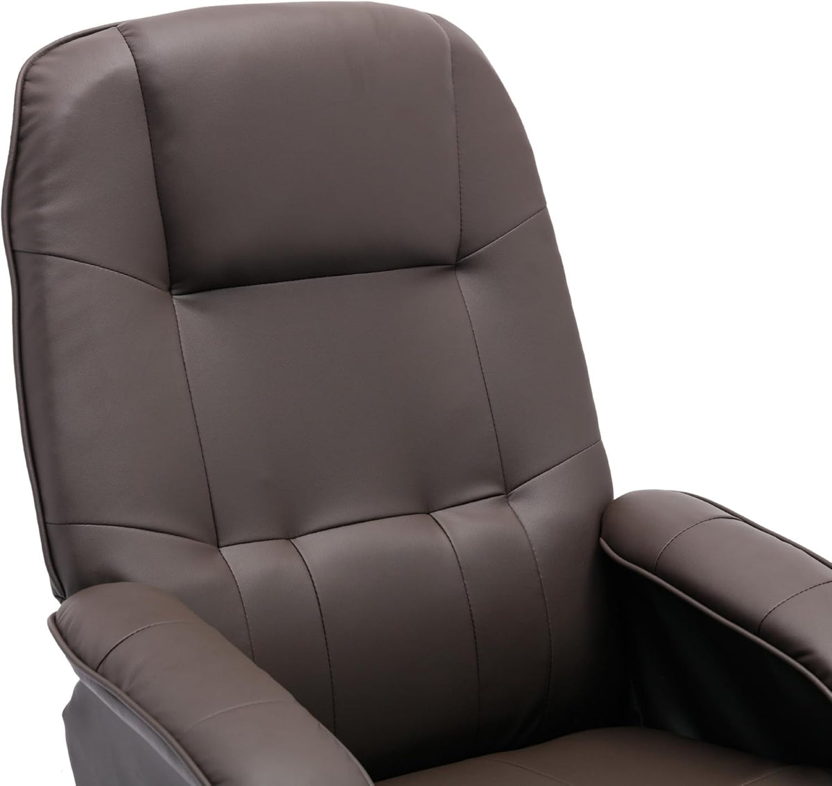 Faux Leather Beige Brown Swivel Recliner Chair with Ottoman B1119
